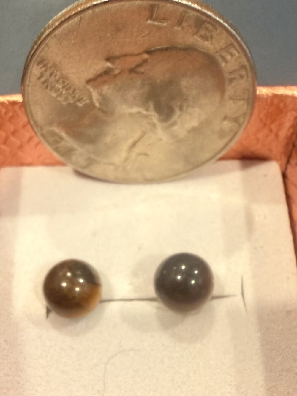 Beautiful Gold earrings with brown stone (Tiger-Eye)